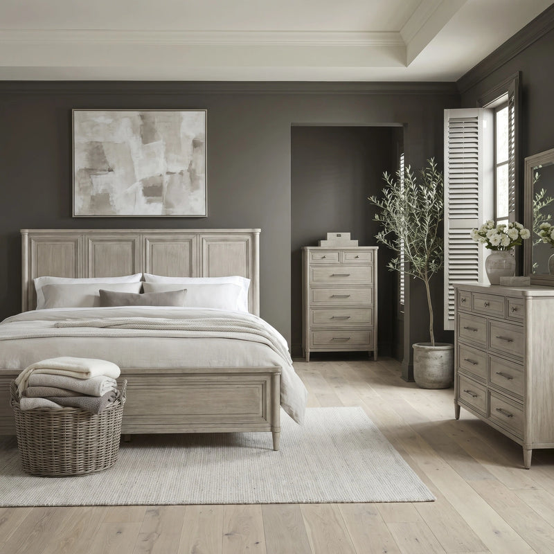 Rochelle Park Panel Bed, Dresser & Mirror, Chest image