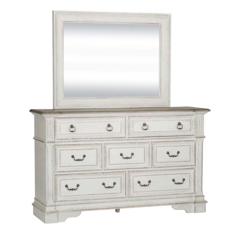 Abbey Park Panel Bed, Dresser & Mirror, Chest image