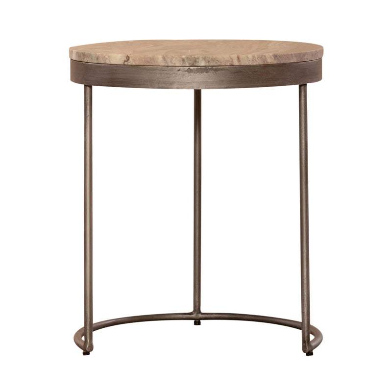 Eclipse Nesting Tables in Greystone Marble Top w/ Pewter Metal image