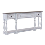 Magnolia Manor 72 Inch Hall Console Table in Antique White Base w/ Weathered Bark Tops image