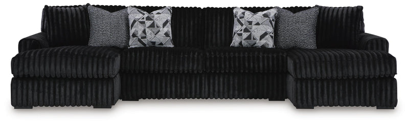 Midnight-Madness Double Chaise Sectional - Onyx