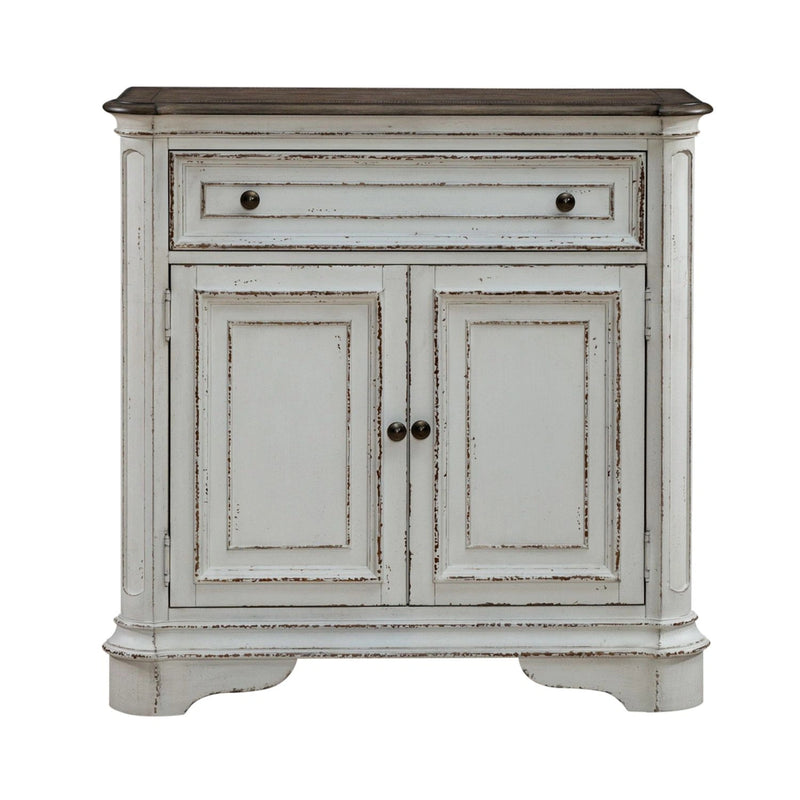 Magnolia Manor Accent Cabinet in Antique White & Weathered Bark EST SHIP TIME APPX 4 WEEKS image
