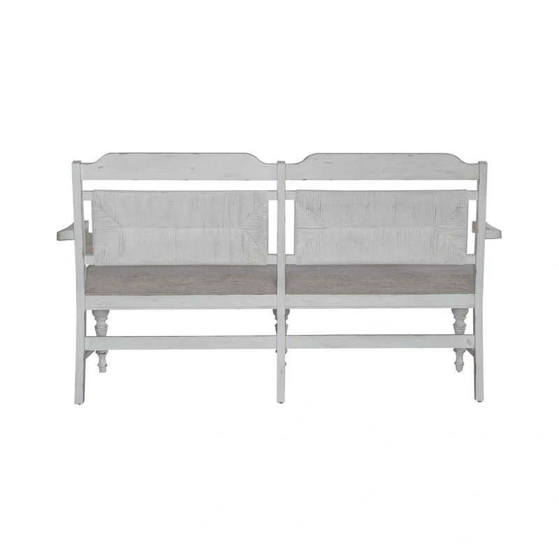 River Place Panel Back Bench in Riverstone White & Tobacco image